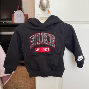 Nike Kids Black Hoodie Sweatshirt with Red & White Logo